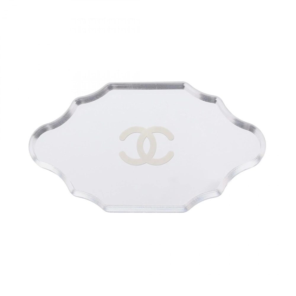 CHANEL Authentic Silver Logo Brooch